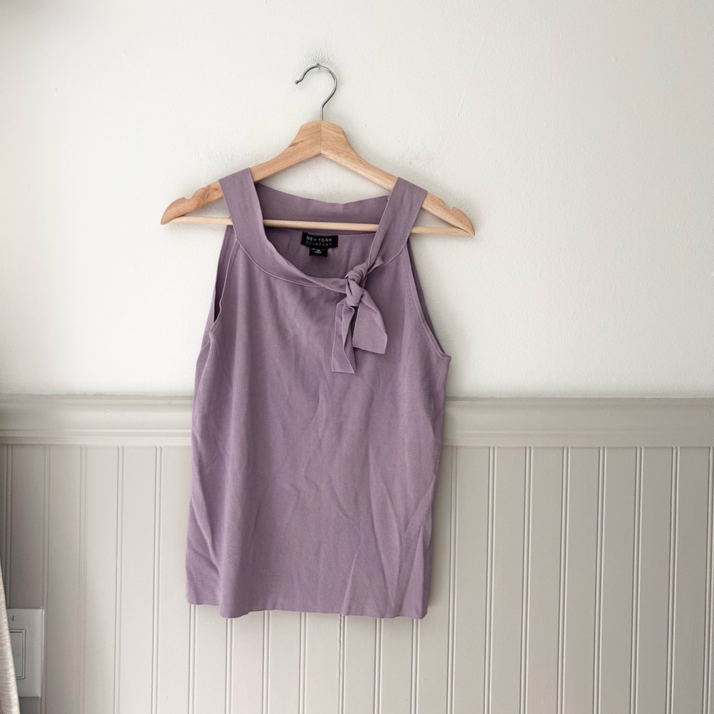 Y2K New York & Company Medium Lavender Bow Tie Neck Tank Top